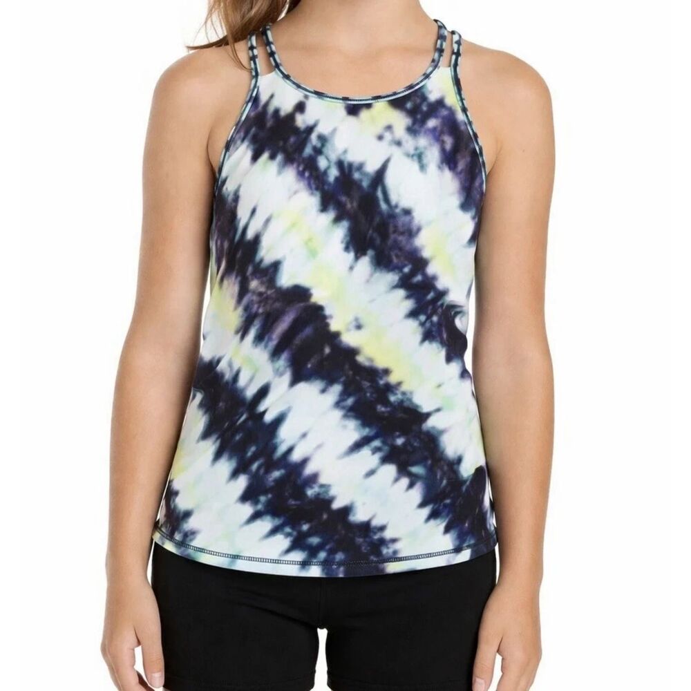 Athleta Girl Palm Tie Dye Tankini Girls Size M/8-10 Swim Top colorful